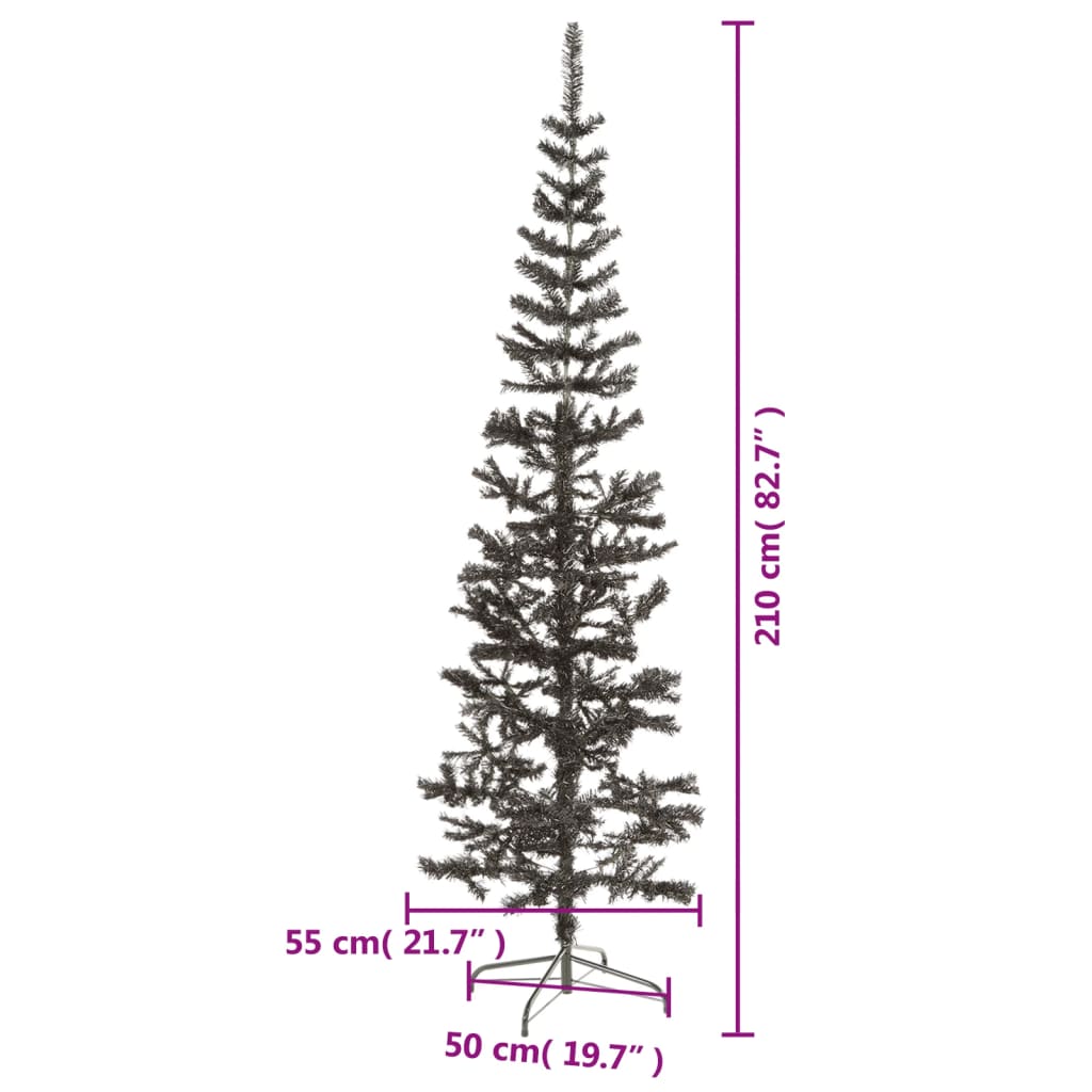 vidaXL Slim Christmas Tree Black 210 cm
