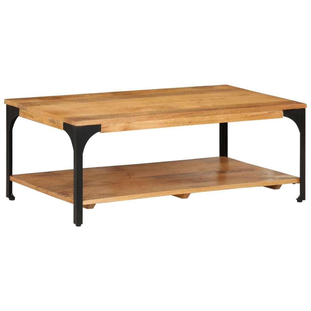 vidaXL 2-Layer Coffee Table 100x55x38 cm Solid Wood Mango and Steel