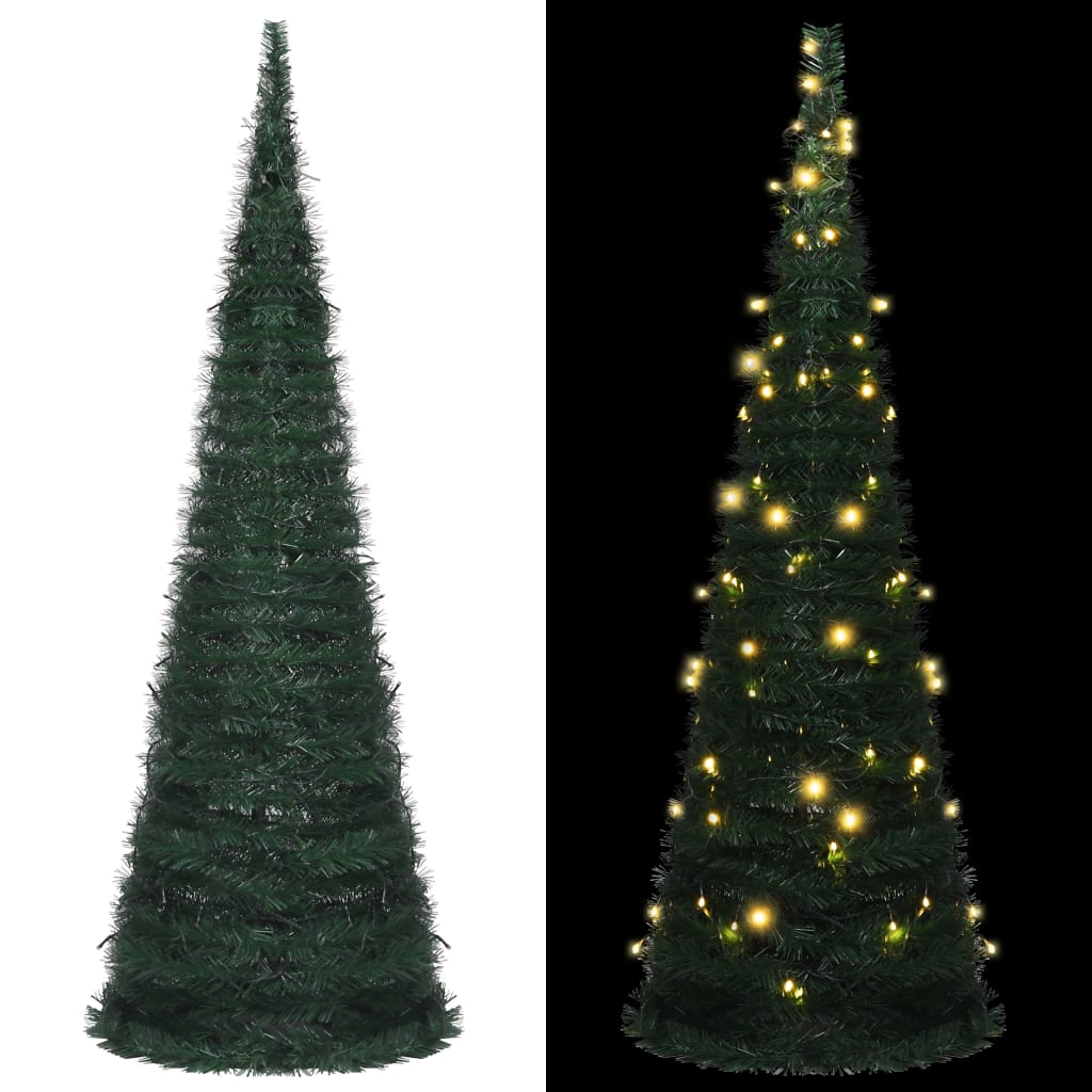 vidaXL Pop-up String Artificial Pre-lit Christmas Tree Green 180 cm
