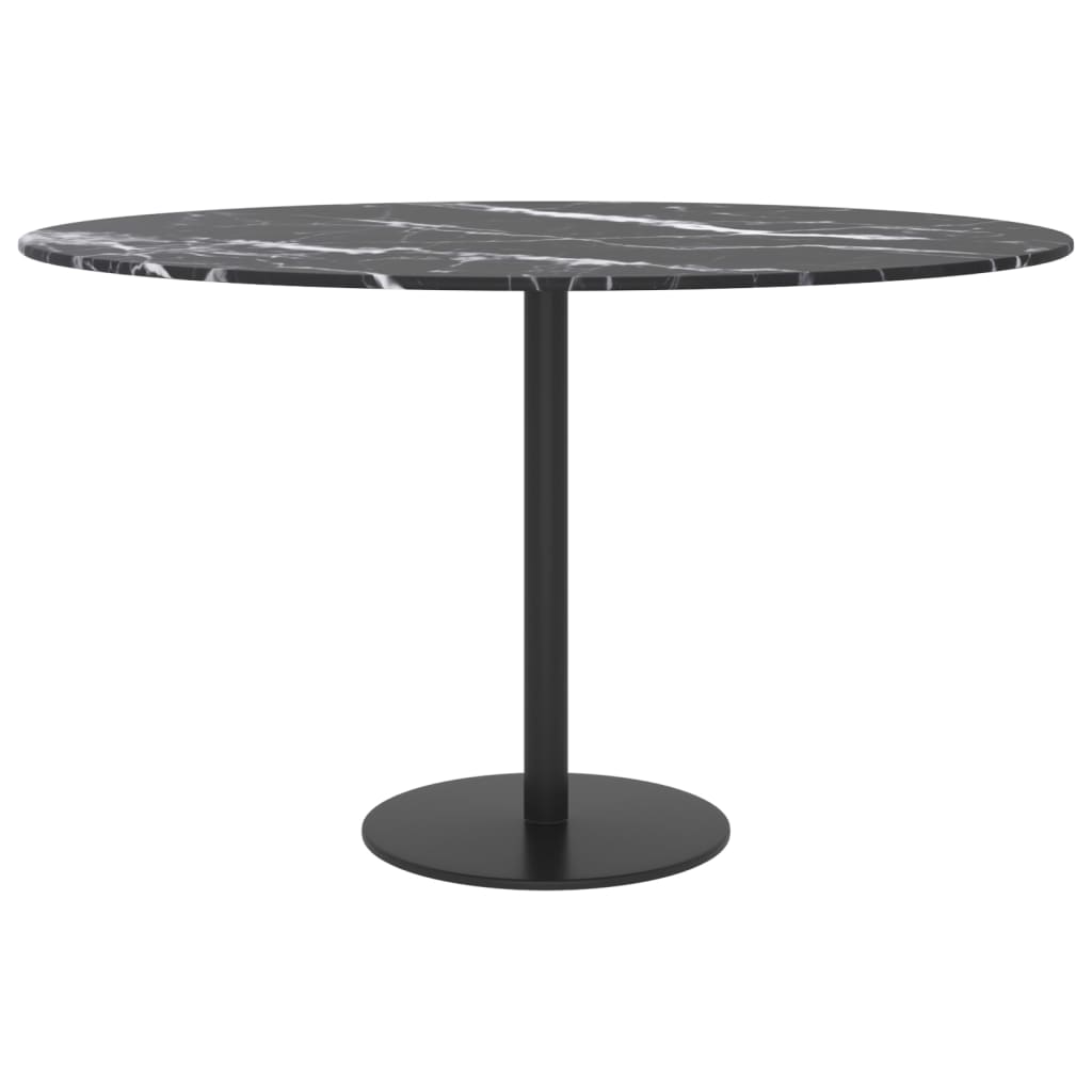 vidaXL Table Top Black ?70x0.8 cm Tempered Glass with Marble Design