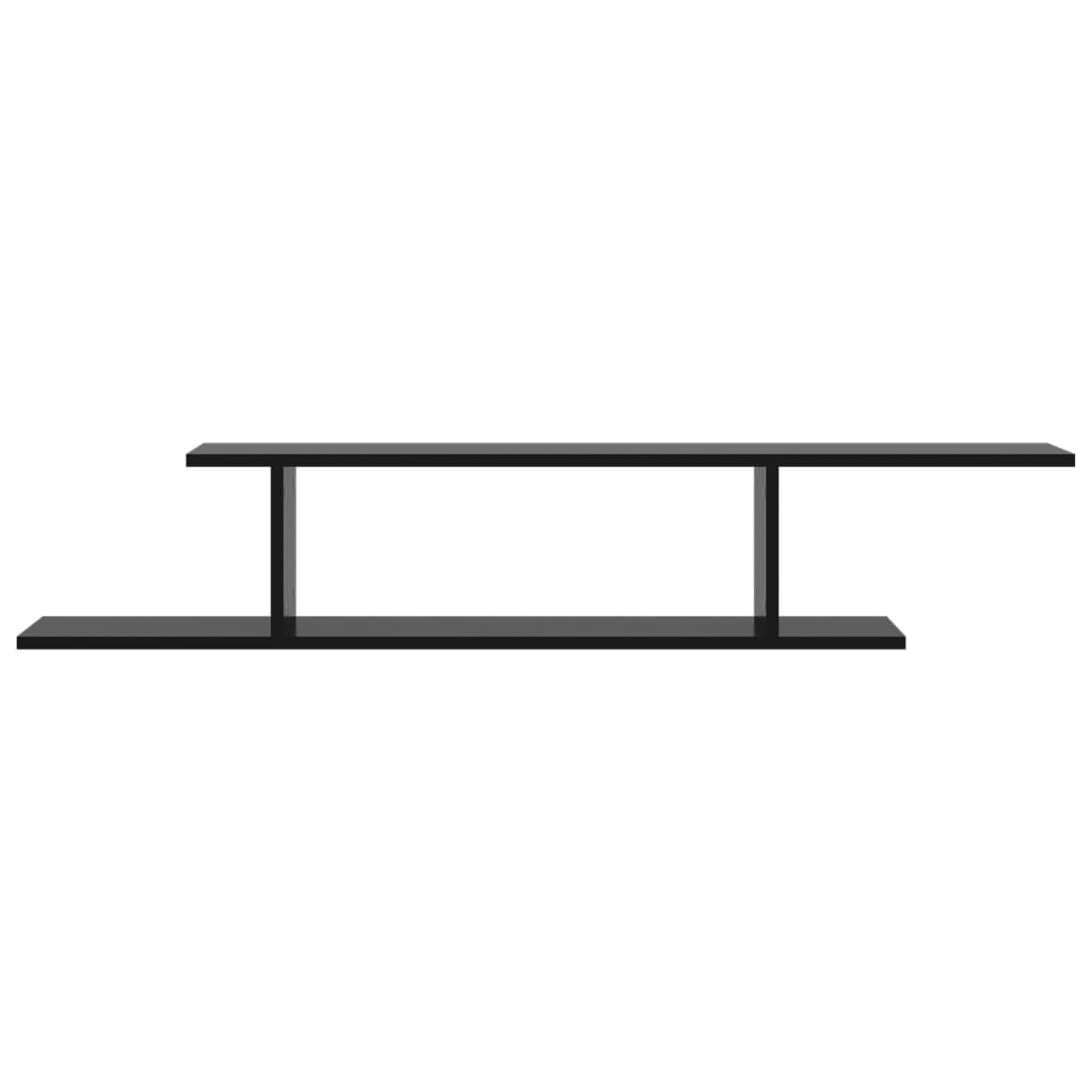 vidaXL Wall-Mounted TV Shelf High Gloss Black 125x18x23 cm Engineered Wood