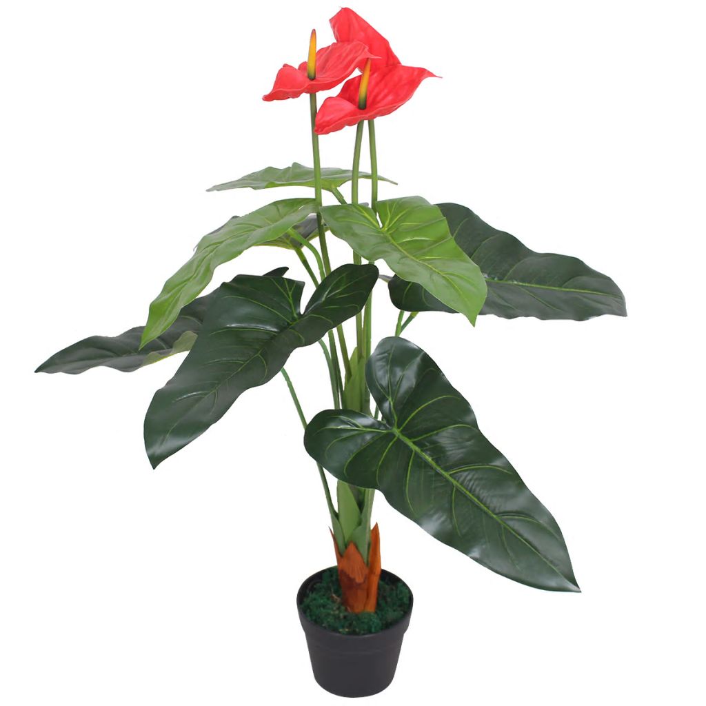 vidaXL Artificial Anthurium Plant with Pot 90 cm Red and Yellow