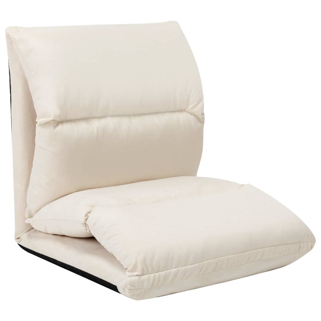 vidaXL Folding Floor Chair Cream Microfibre