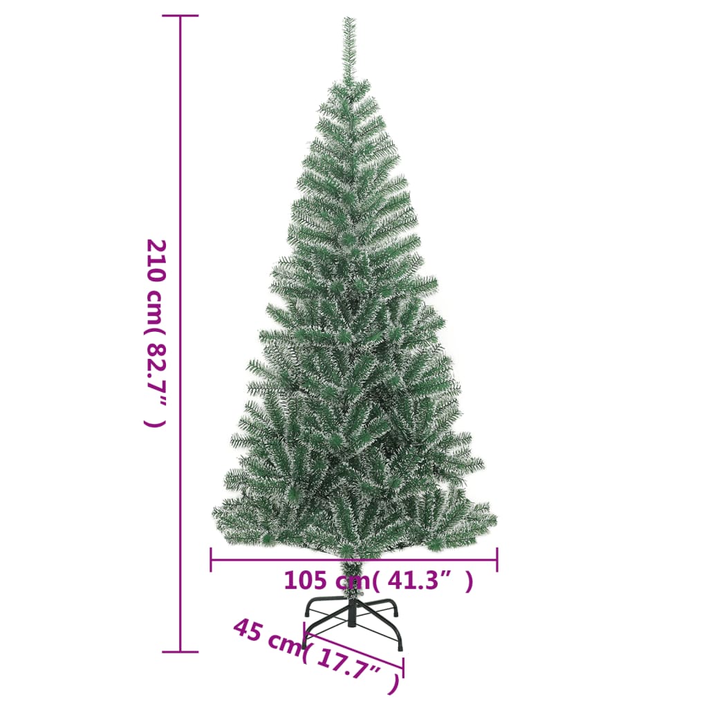 vidaXL Artificial Christmas Tree with Flocked Snow Green 210 cm
