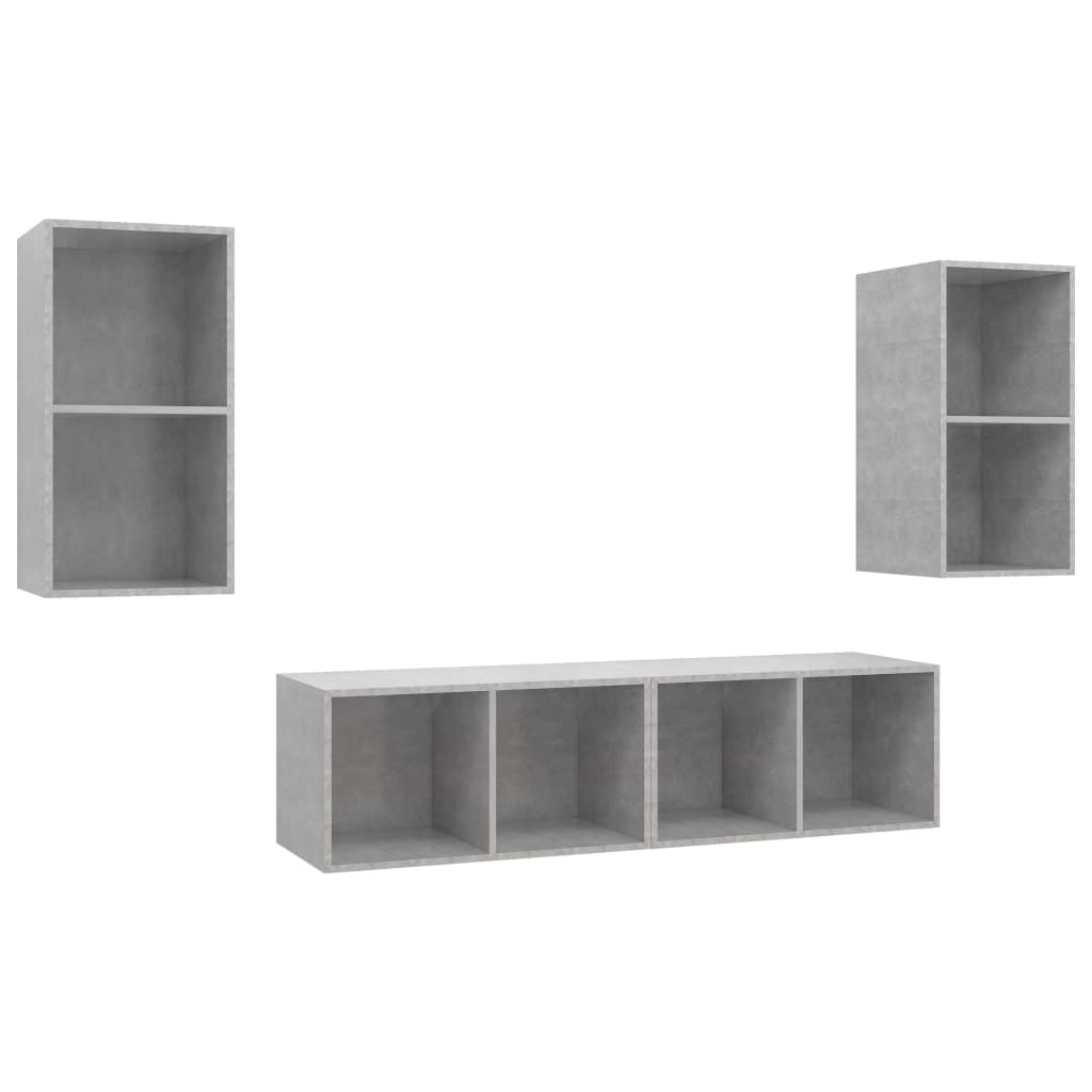 vidaXL Wall-mounted TV Cabinets 4 pcs Concrete Grey Engineered Wood