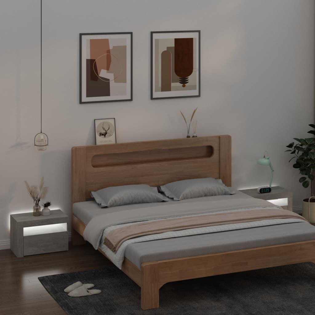 vidaXL Bedside Cabinets 2 pcs with LEDs Concrete Grey 60x35x40 cm