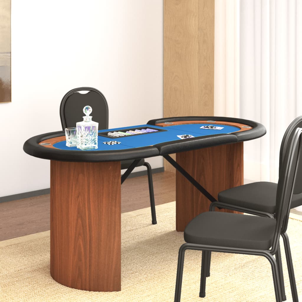 vidaXL 10-Player Poker Table with Chip Tray Blue 160x80x75 cm