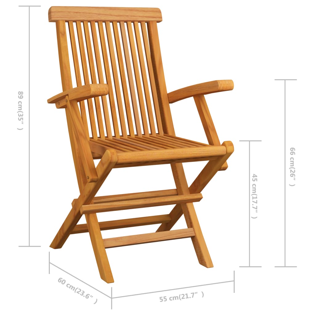 vidaXL Garden Chairs with Grey Cushions 3 pcs Solid Teak Wood