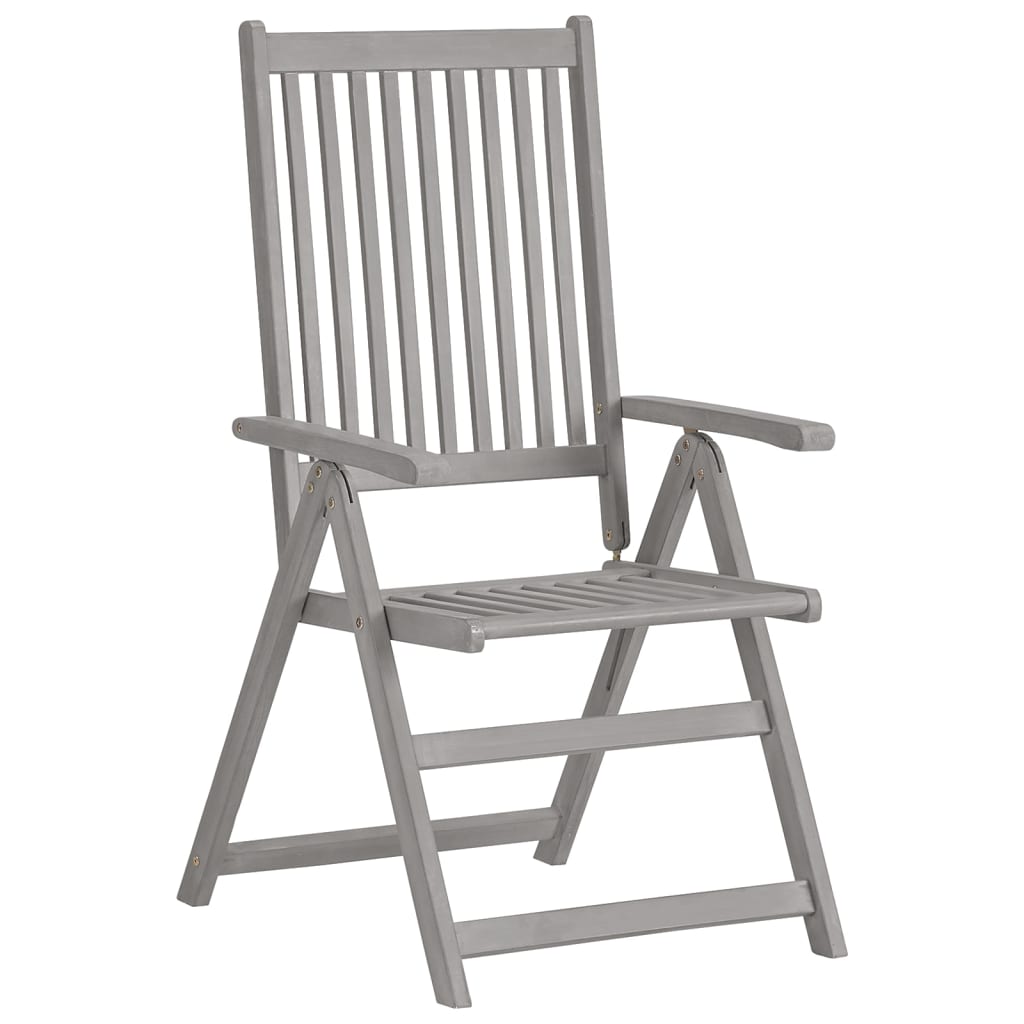 vidaXL Garden Reclining Chairs with Cushions 8 pcs Grey Wood Acacia