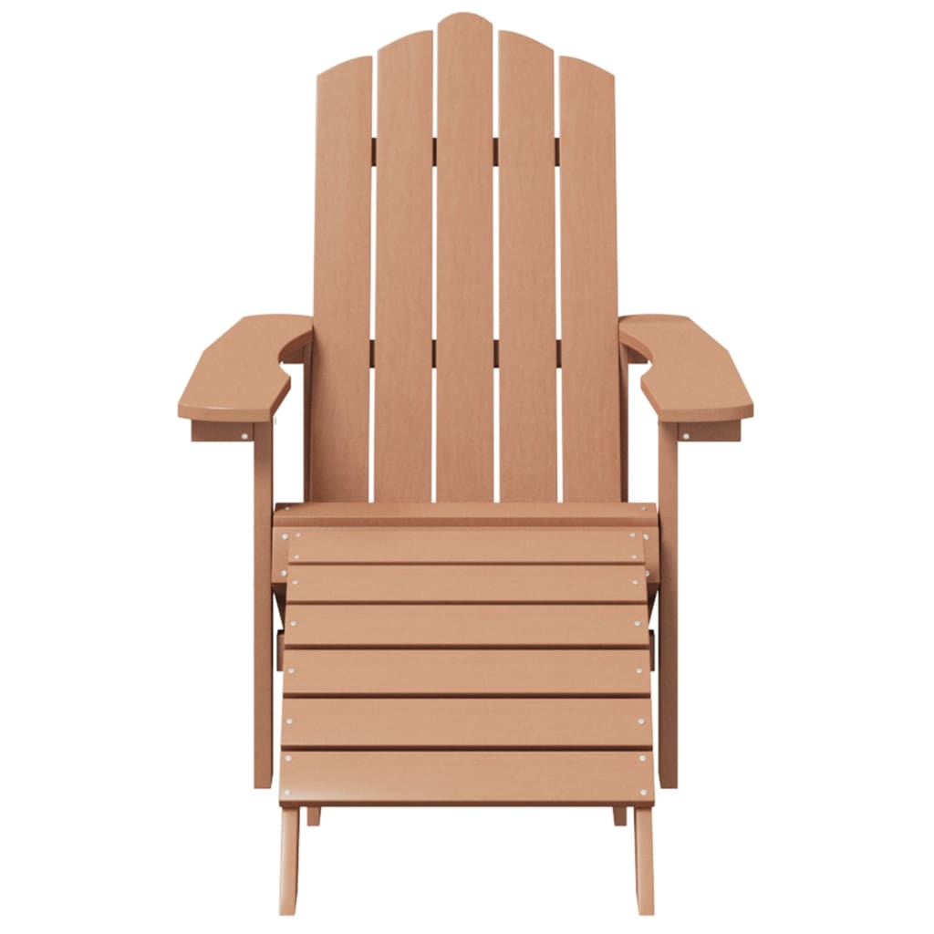 vidaXL Garden Adirondack Chair with Footstool & Table HDPE Brown