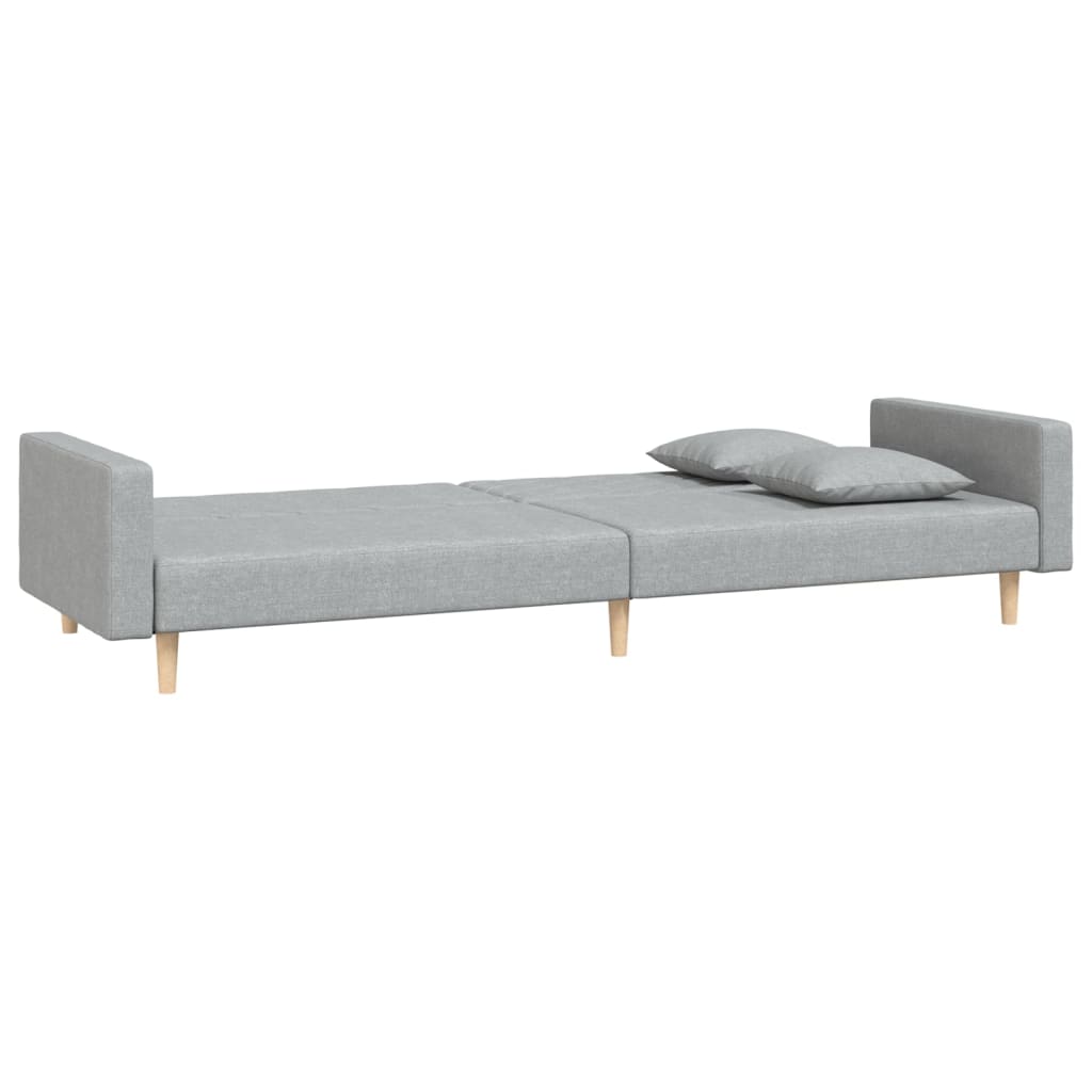 vidaXL 2-Seater Sofa Bed with Two Pillows Light Grey Fabric
