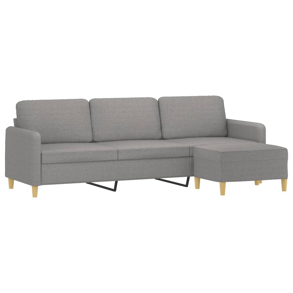 vidaXL 3-Seater Sofa with Footstool Light Grey 210 cm Fabric