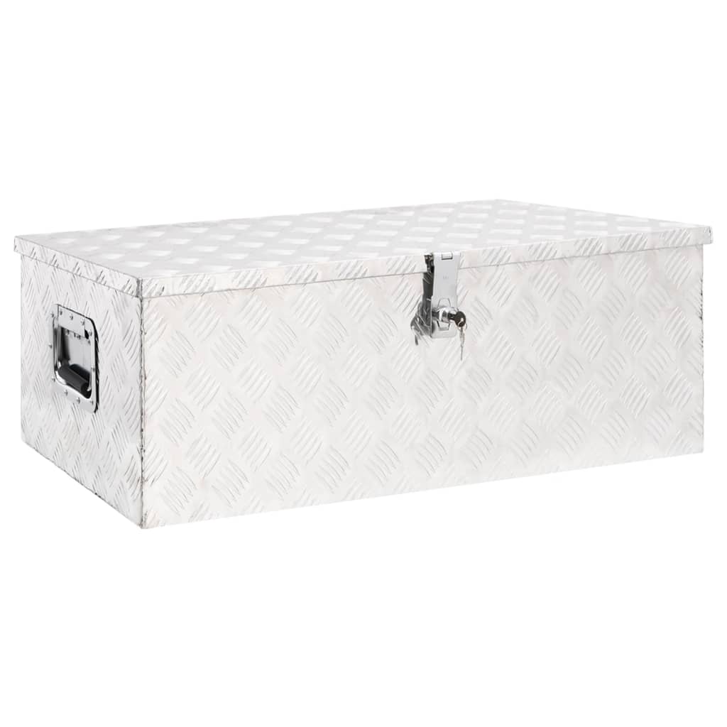 vidaXL Storage Box Silver 90x47x33.5 cm Aluminium