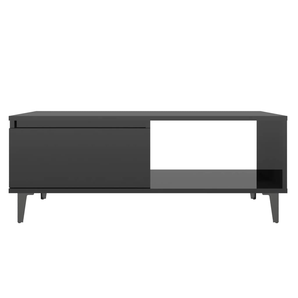 vidaXL Coffee Table High Gloss Black 90x60x35 cm Engineered Wood