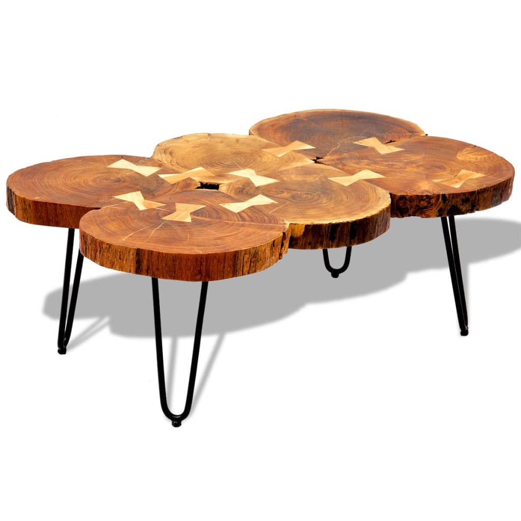 vidaXL Coffee Table 35 cm 6 Trunks Solid Sheesham Wood