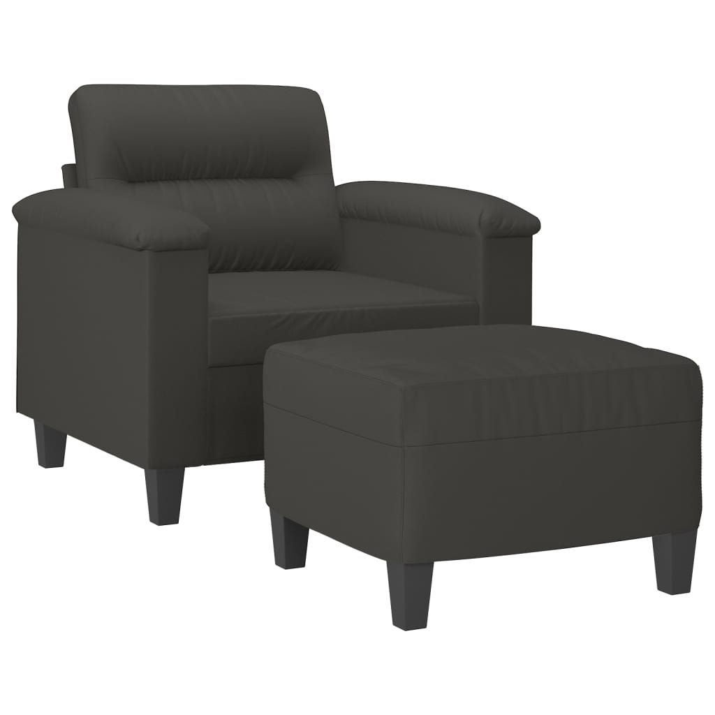 vidaXL Sofa Chair with Footstool Dark Grey 60 cm Microfibre Fabric