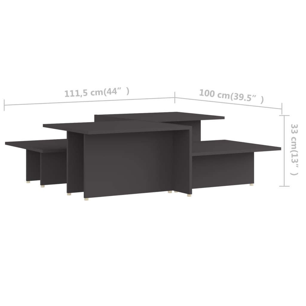 vidaXL Coffee Tables 2 pcs Grey 111.5x50x33 cm Engineered Wood