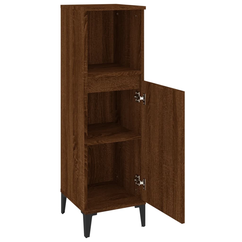 vidaXL Bathroom Cabinet Brown Oak 30x30x100 cm Engineered Wood