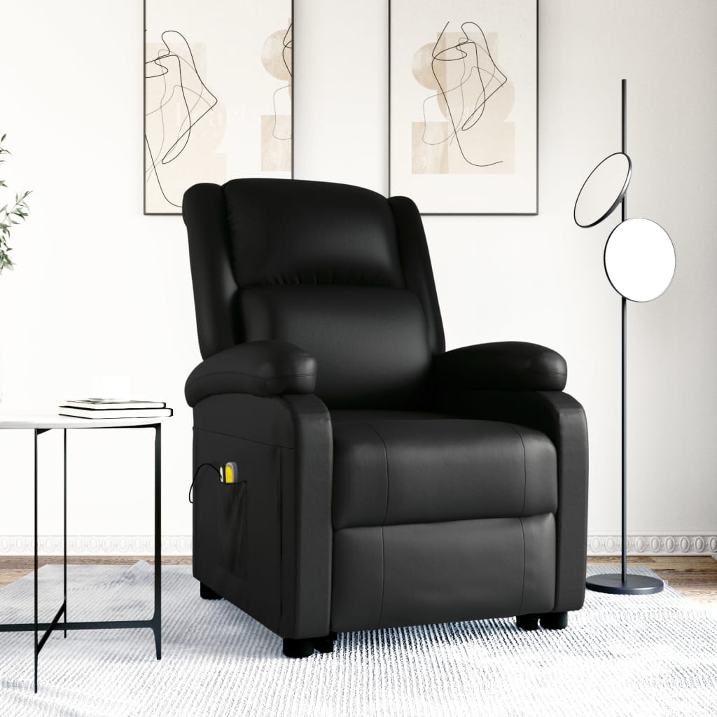 vidaXL Stand up Massage Chair Black Faux Leather