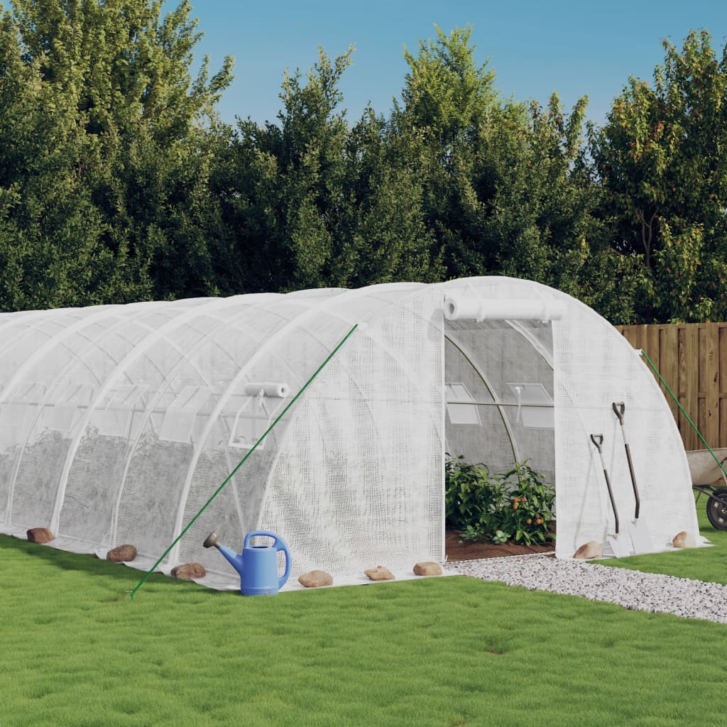 vidaXL Greenhouse with Steel Frame White 40 m² 10x4x2 m