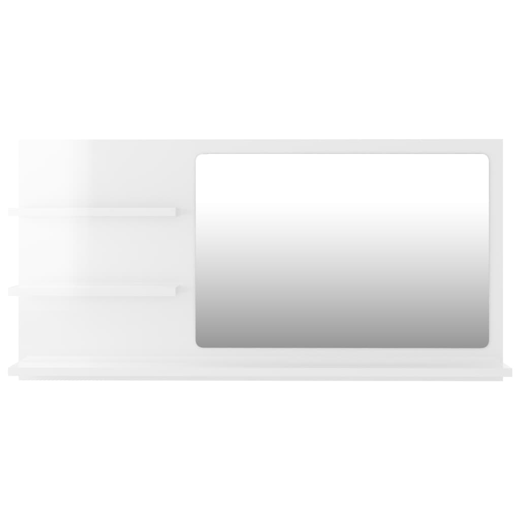 vidaXL Bathroom Mirror High Gloss White 90x10.5x45 cm Engineered Wood