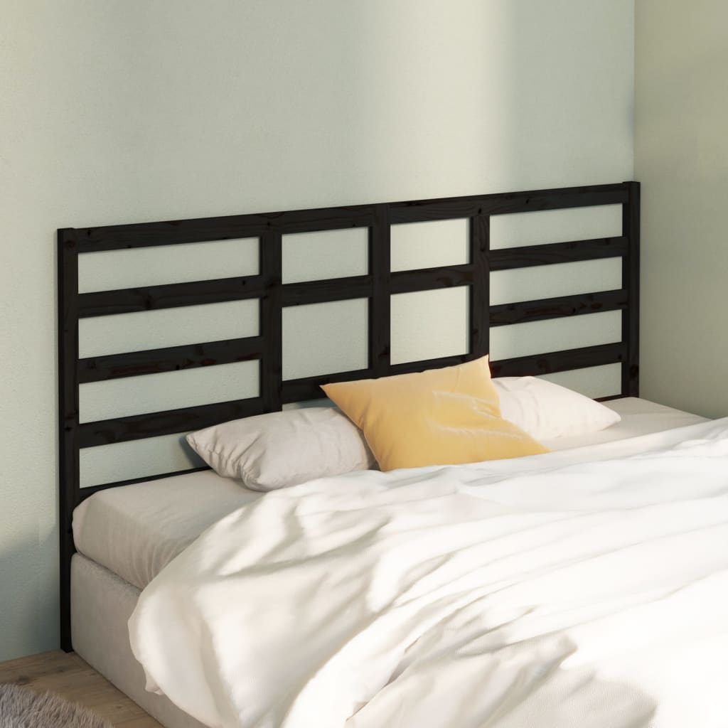 vidaXL Bed Headboard Black 186x4x104 cm Solid Wood Pine