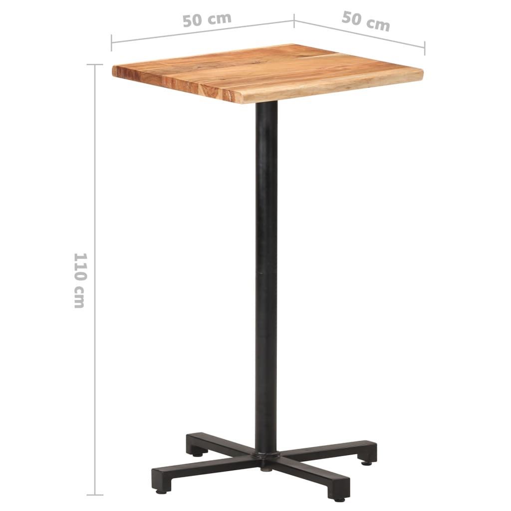 vidaXL Bar Table with Live Edges 50x50x110 cm Solid Acacia Wood