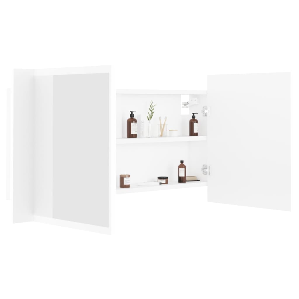 vidaXL LED Bathroom Mirror Cabinet White 90x12x45 cm