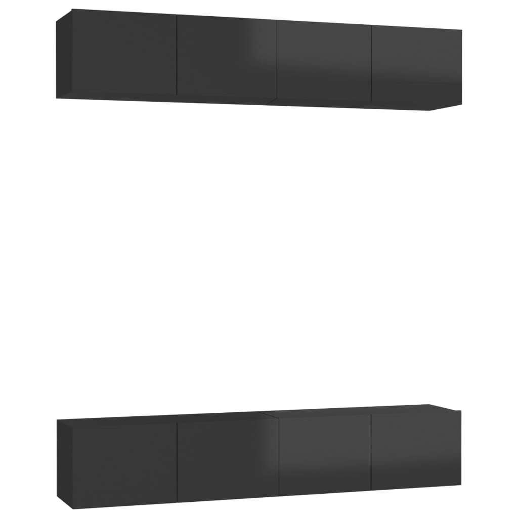vidaXL TV Cabinets 4 pcs High Gloss Black 80x30x30 cm Chipboard