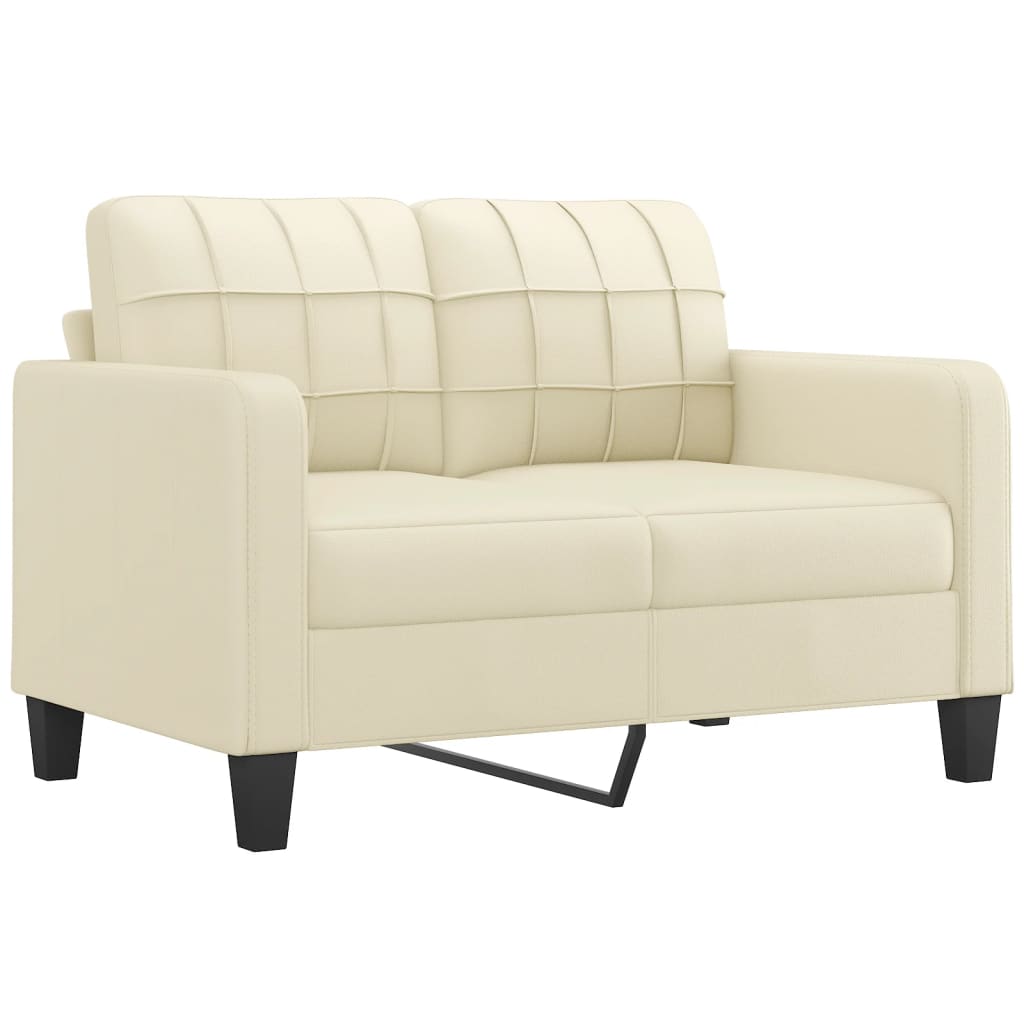 vidaXL 2-Seater Sofa with Throw Pillows Cream 120 cm Faux Leather