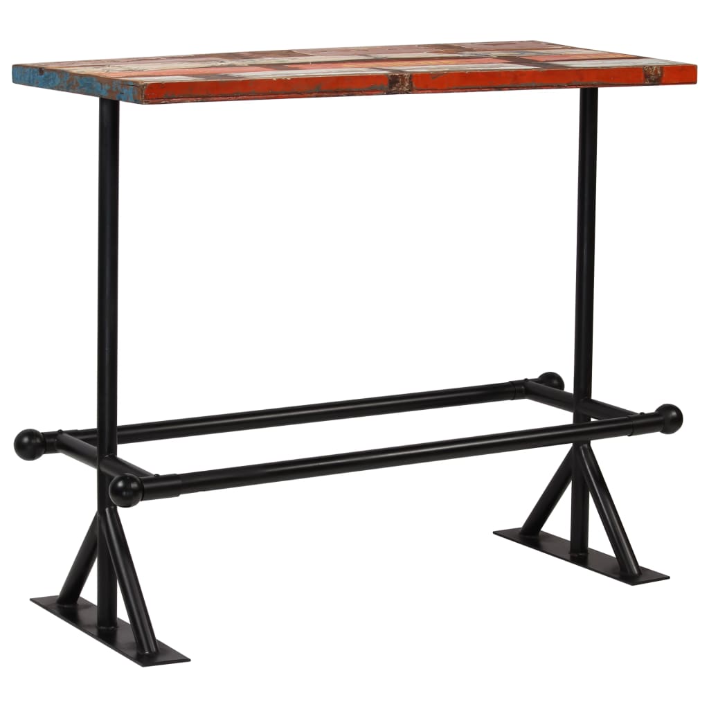 vidaXL Bar Table Solid Reclaimed Wood Multicolour 120x60x107 cm