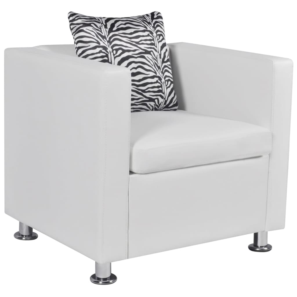 vidaXL Sofa Set Artificial Leather 3-Seater 2-Seater Armchair White