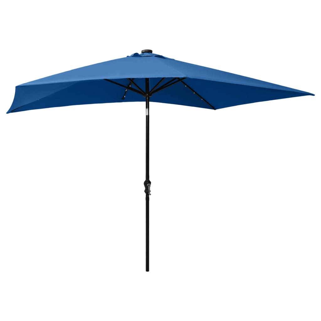 vidaXL Parasol with LEDs and Steel Pole Azure Blue 2x3 m