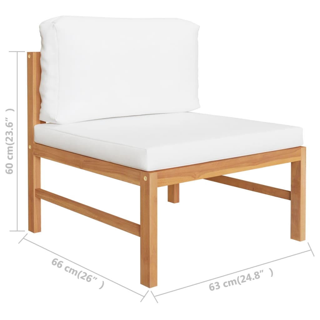 vidaXL 5 Piece Garden Lounge Set with Cream Cushions Solid Teak Wood