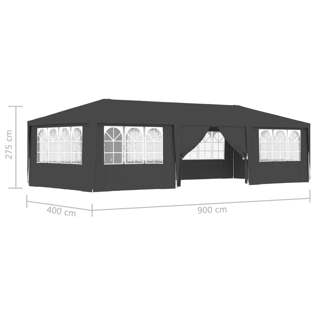 vidaXL Professional Party Tent with Side Walls 4x9 m Anthracite 90 g/m?