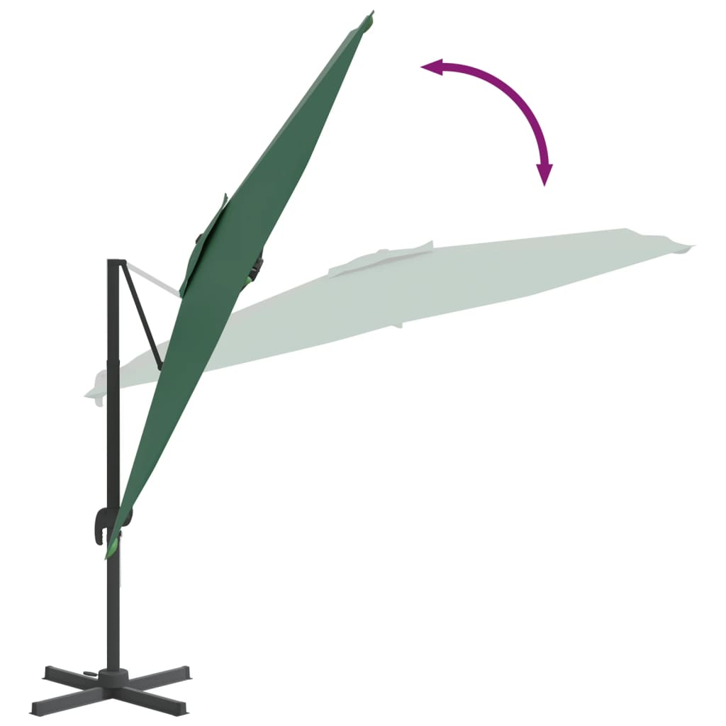 vidaXL Cantilever Umbrella with Aluminium Pole Green 400x300 cm