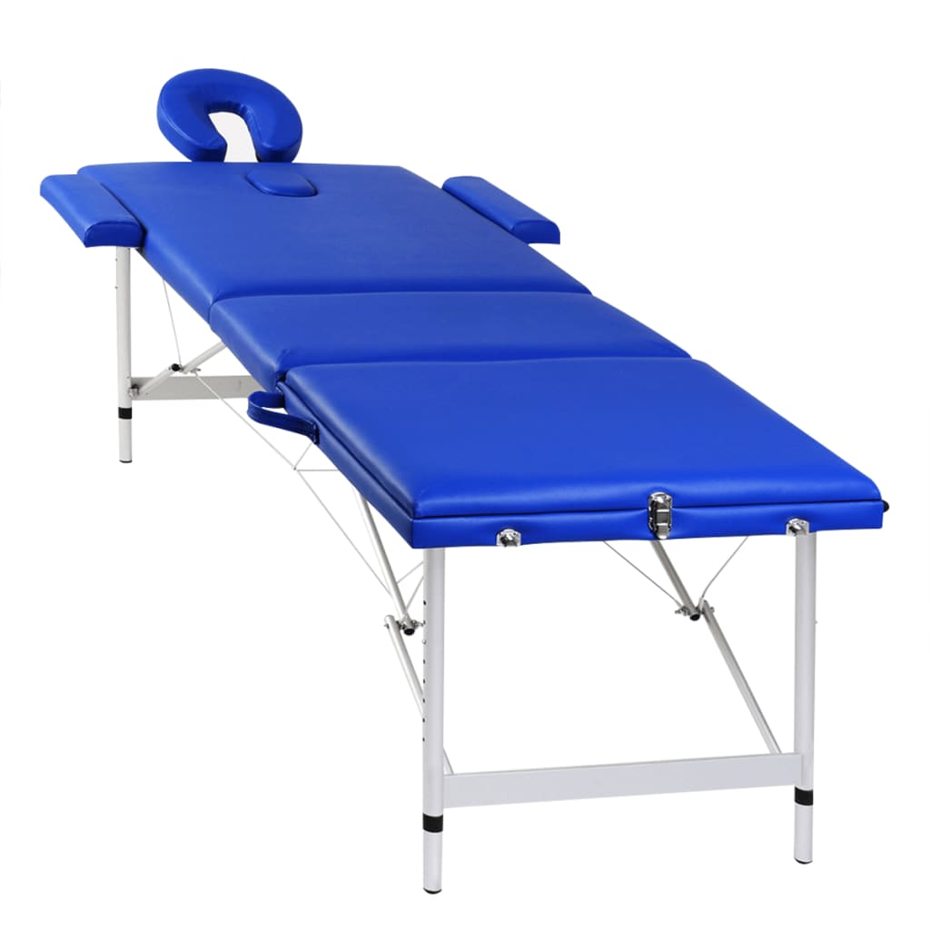 Blue Foldable Massage Table 3 Zones with Aluminium Frame