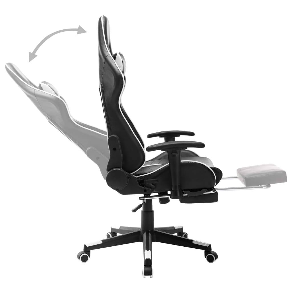 vidaXL Gaming Chair with Footrest Black and White Artificial Leather
