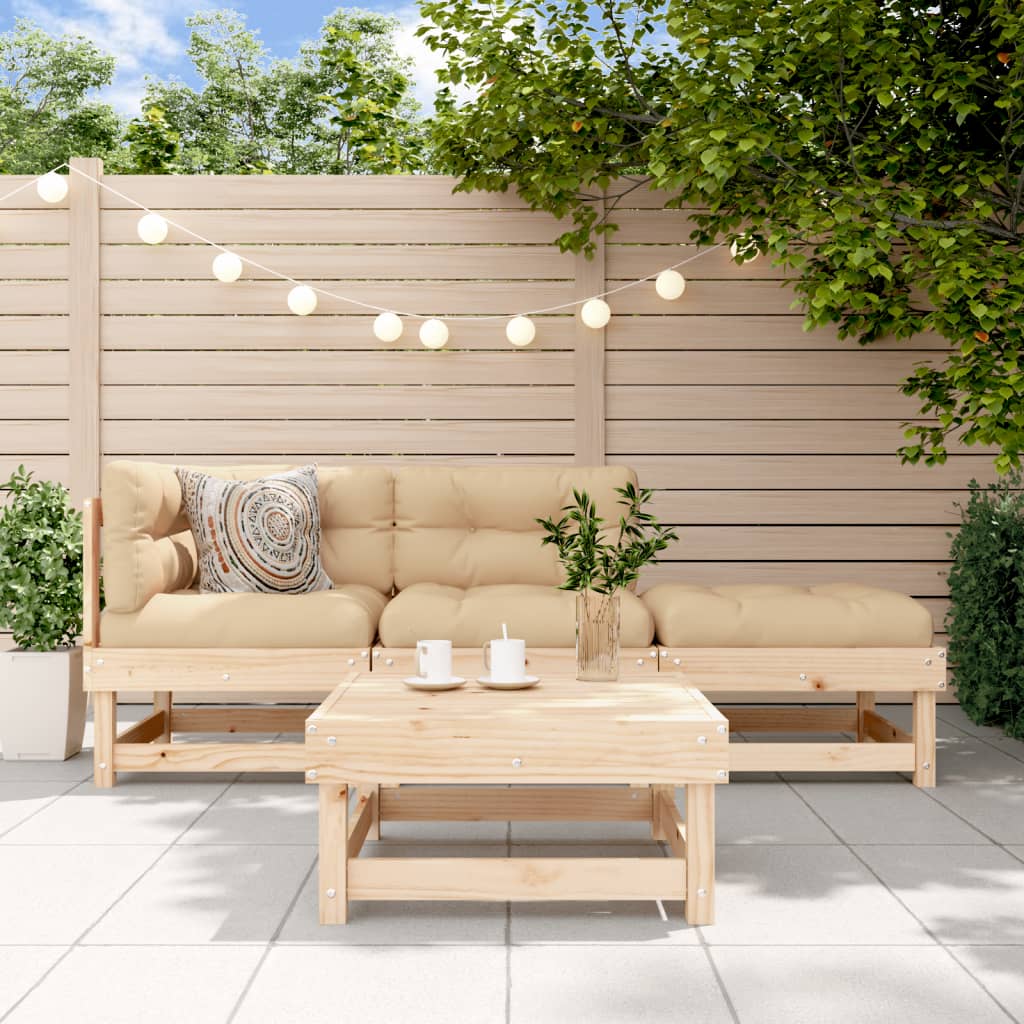 vidaXL 4 Piece Garden Lounge Set with Cushions Solid Wood
