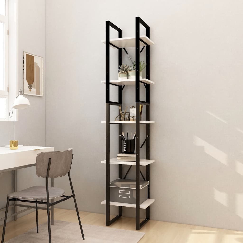 vidaXL 5-Tier Book Cabinet White 40x30x175 cm Pinewood