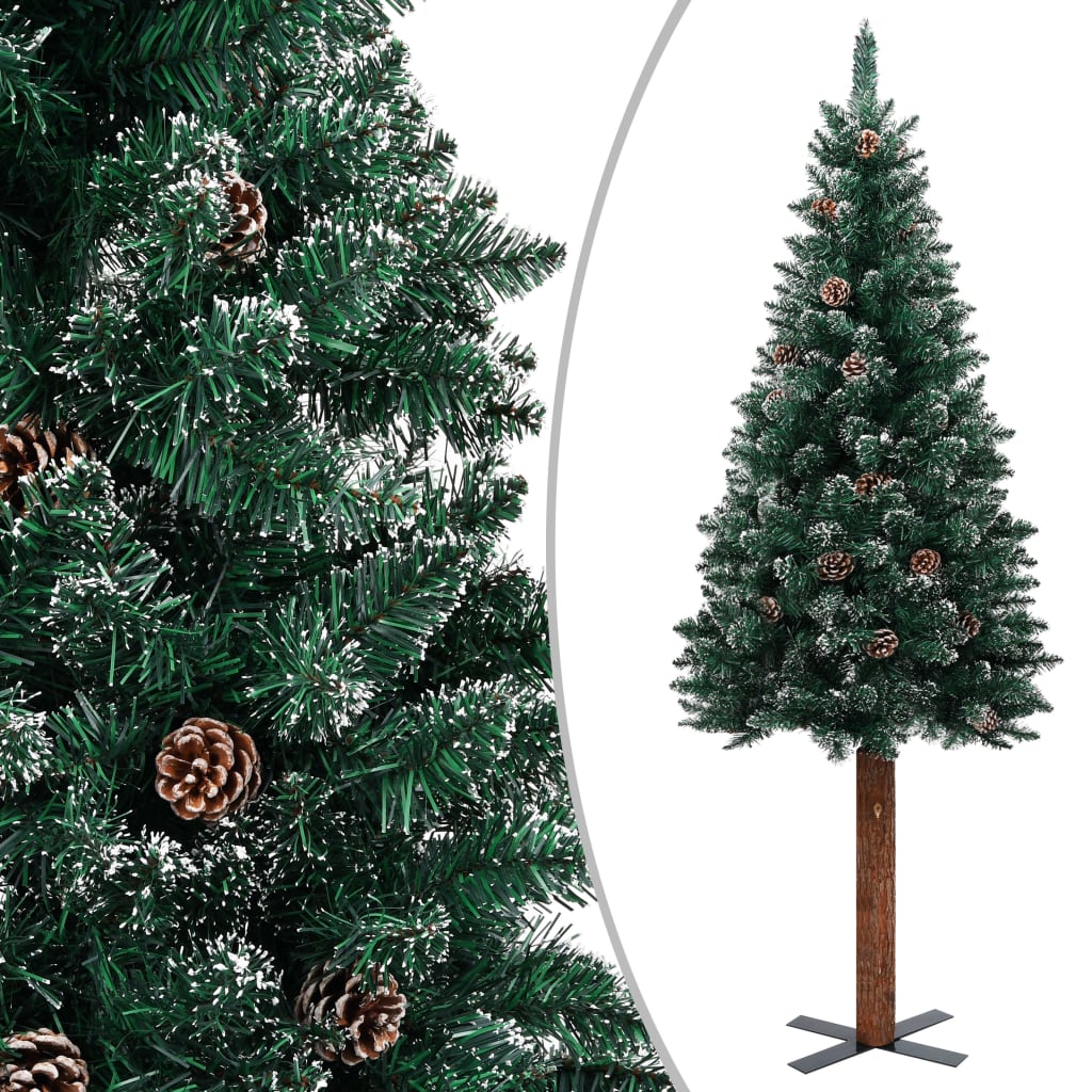 vidaXL Slim Pre-lit Christmas Tree with Ball Set Green 180 cm