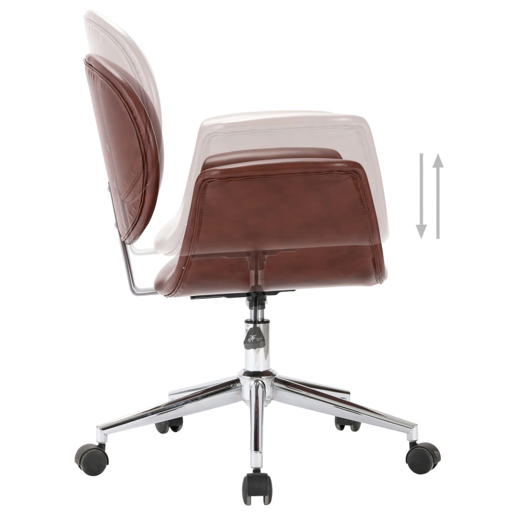 vidaXL Swivel Dining Chair Brown Faux Leather