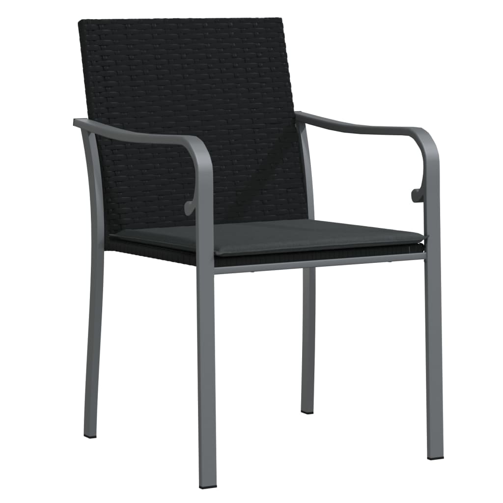 vidaXL Garden Chairs with Cushions 2 pcs Black 56x59x84 cm Poly Rattan
