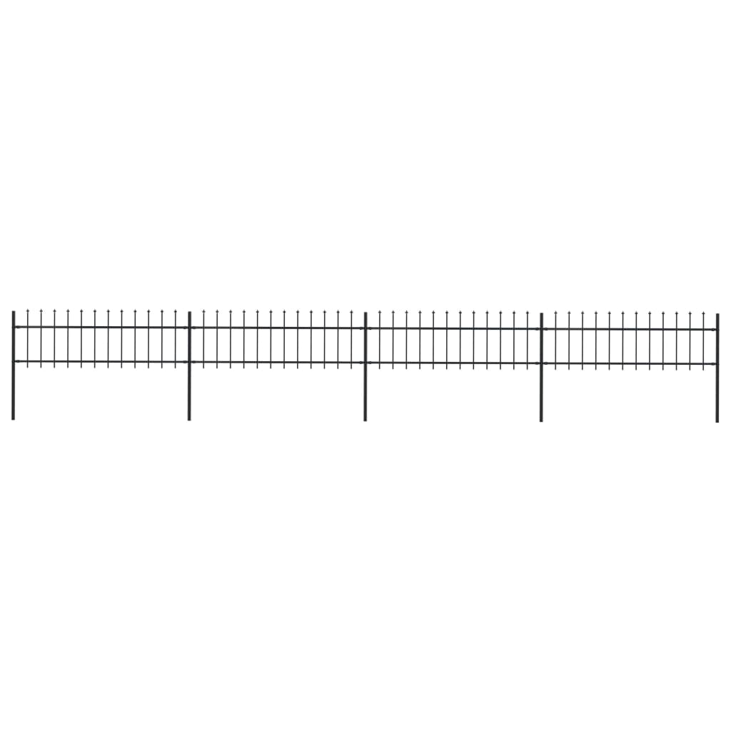 vidaXL Garden Fence with Spear Top Steel 6.8x0.6 m Black