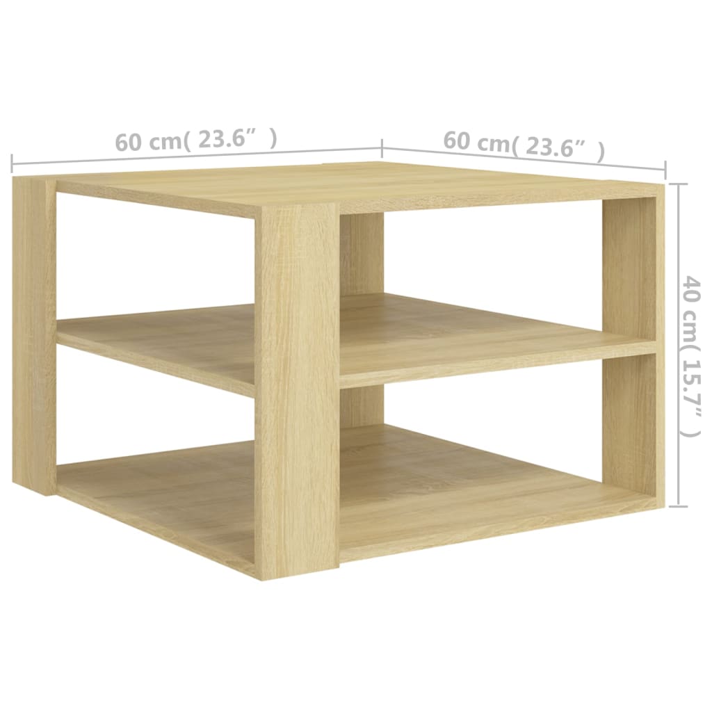 vidaXL Coffee Table Sonoma Oak 60x60x40 cm Engineered Wood