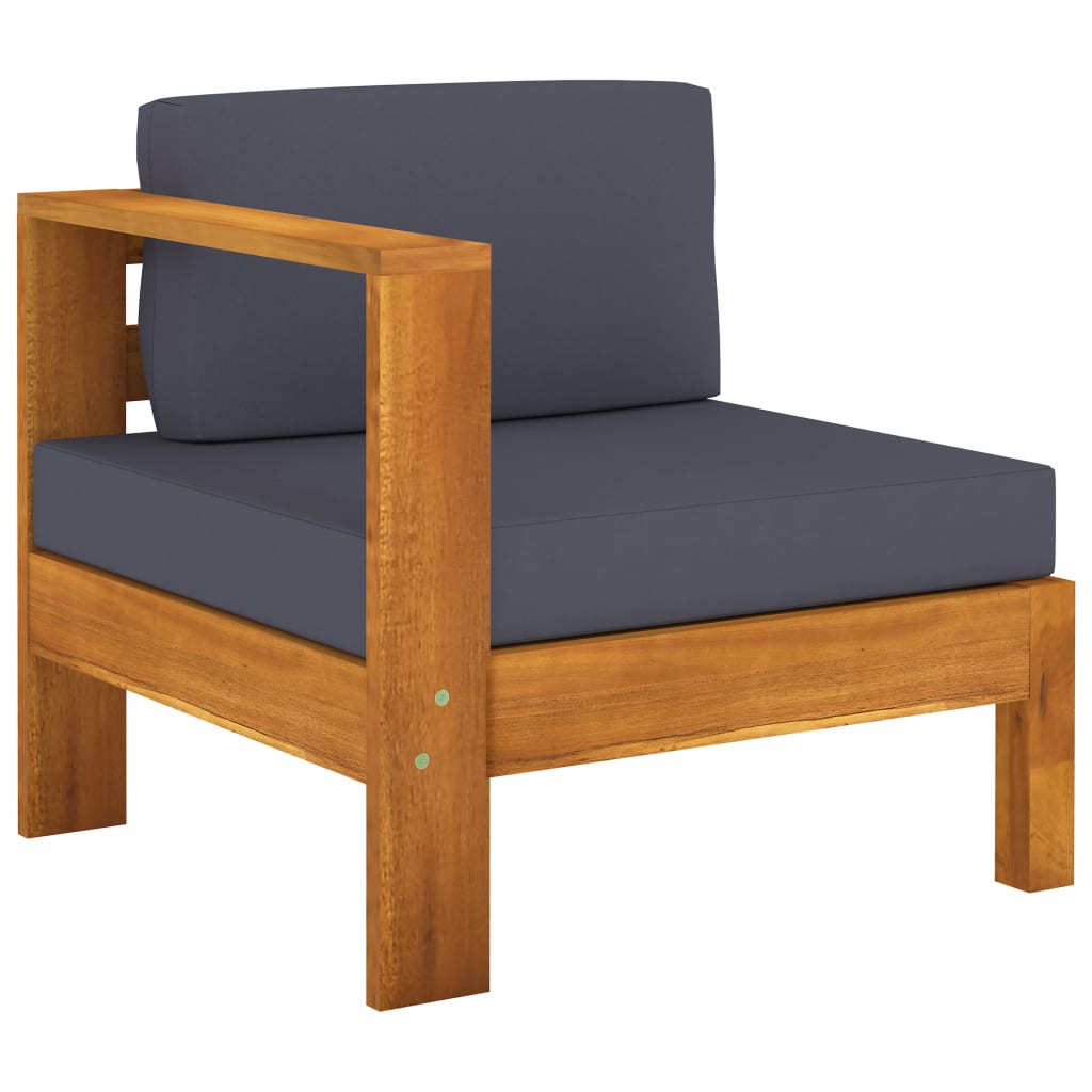 vidaXL 6 Piece Garden Lounge Set with Dark Grey Cushions Acacia Wood