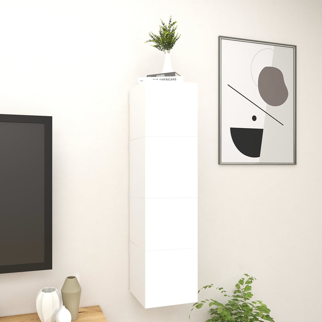 vidaXL Wall Mounted TV Cabinets 4 pcs High Gloss White 30.5x30x30 cm