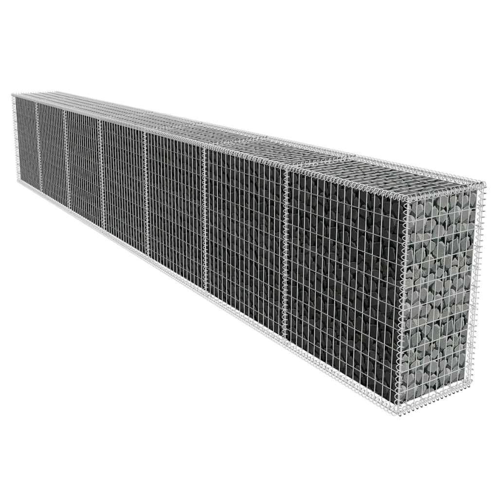 vidaXL Gabion Wall with Cover Galvanised Steel 600x50x100 cm