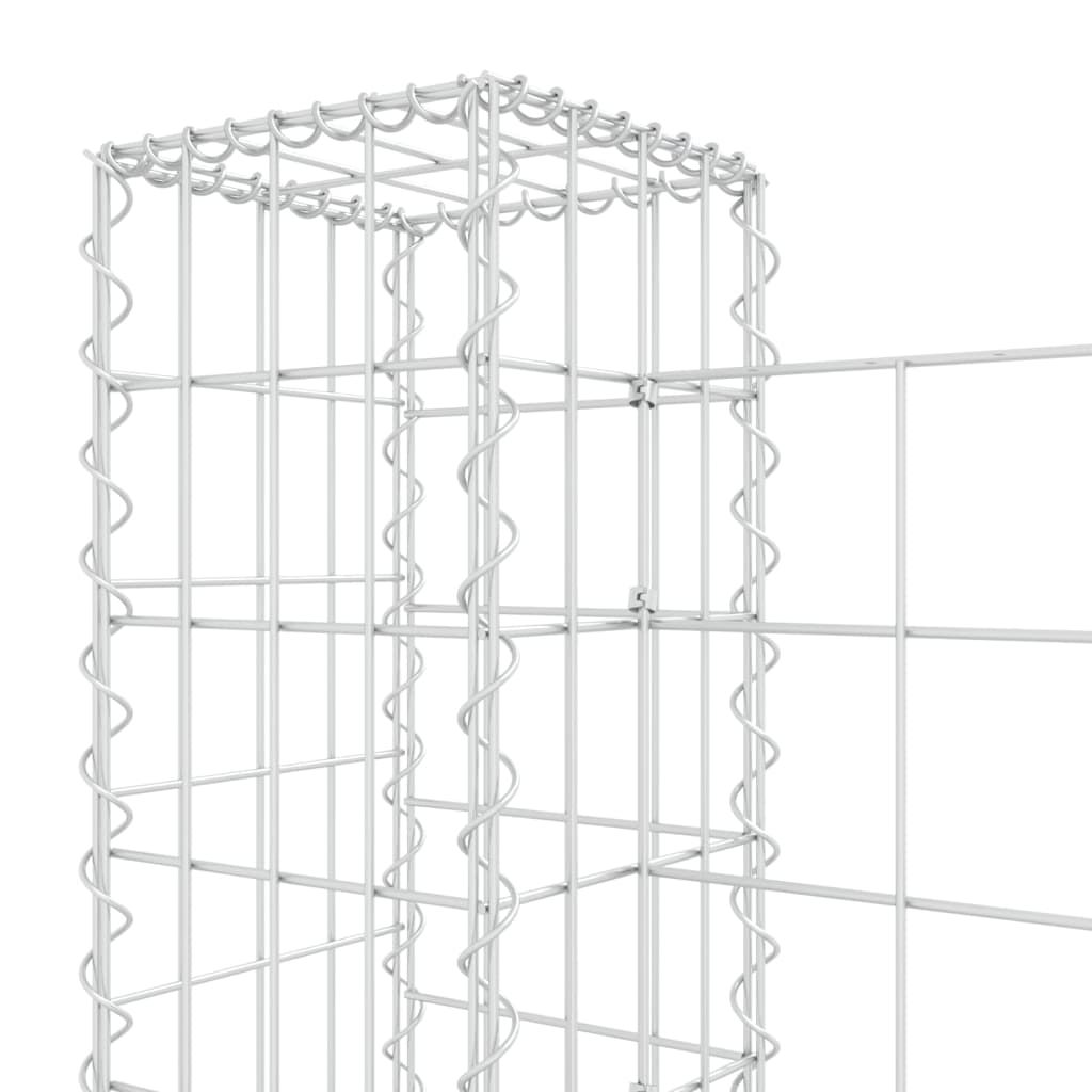 vidaXL U-shape Gabion Basket with 6 Posts Iron 620x20x100 cm