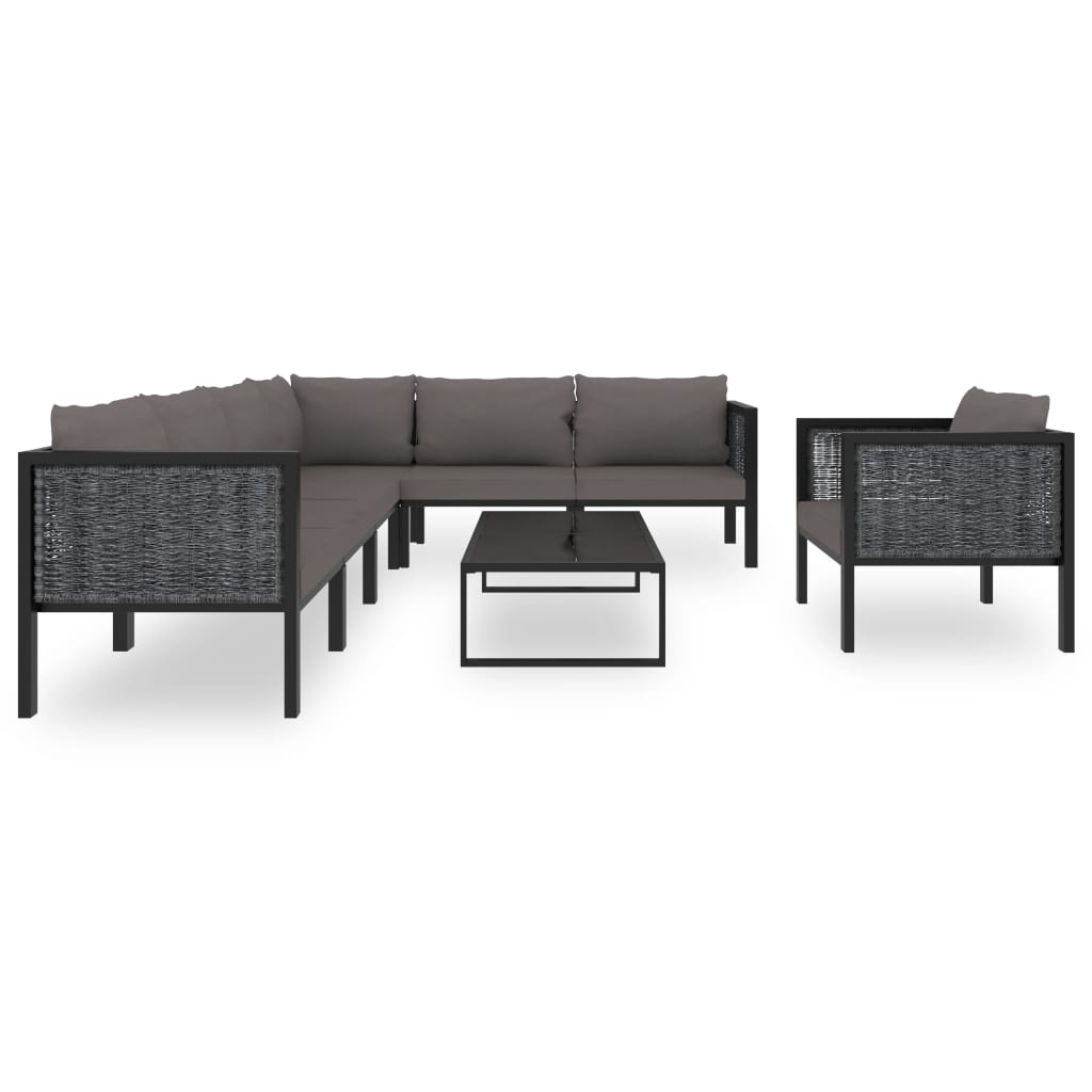 vidaXL 8 Piece Garden Lounge Set with Cushions Poly Rattan Anthracite